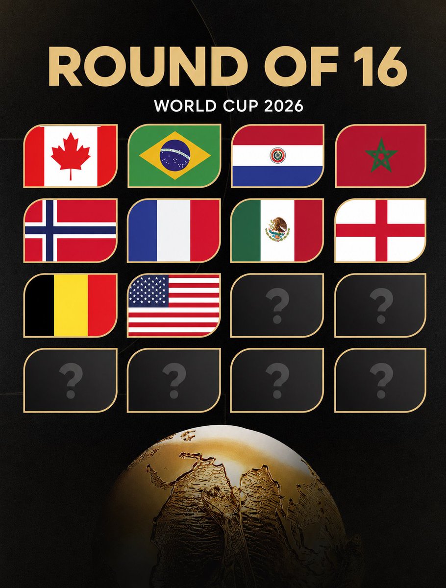 ofootball__'s tweet photo. 🏆 Round of 16 qualifiers so far... Who's next? 👀 https://t.co/Nz6FuM8pEO