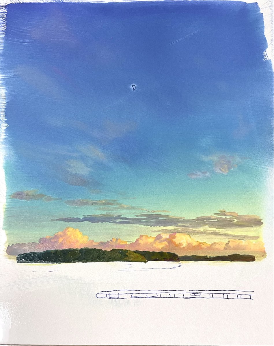 YohIchi_N's tweet photo. New original painting🎨
for solo exhibition(at Gallery nucleus) and Comic Con San Diego 2026(booth 2015).

Ago bay at twilight 
Shima, Mie Prefecture, Japan 

黄昏の英虞湾　-檜扇荘から- https://t.co/k7IcPck2qc