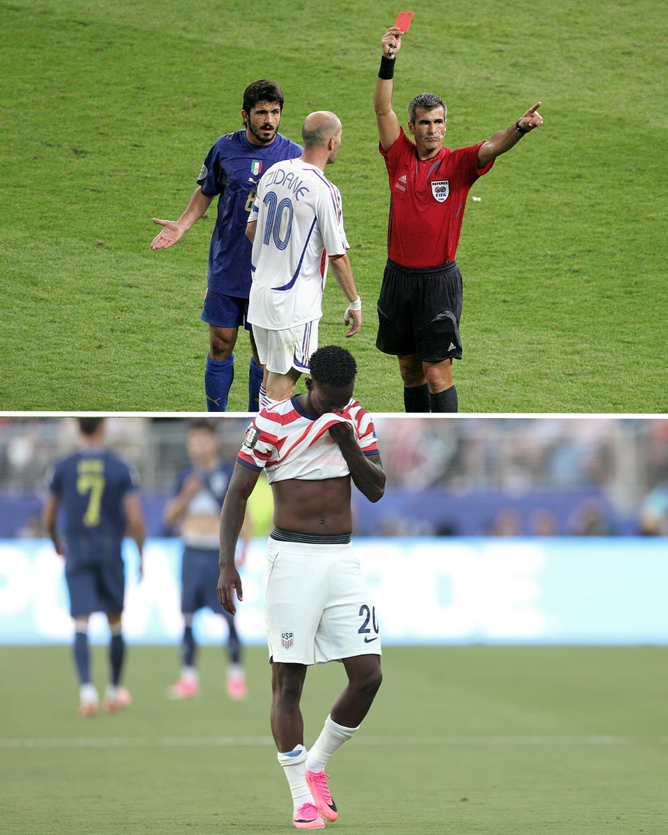usmntonly's tweet photo. Folarin Balogun is the first player to score a goal and record a red card in a FIFA World Cup knockout stage game since Zinedine Zidane against Italy in the 2006 World Cup final 😲 https://t.co/l5aEpPpkmn