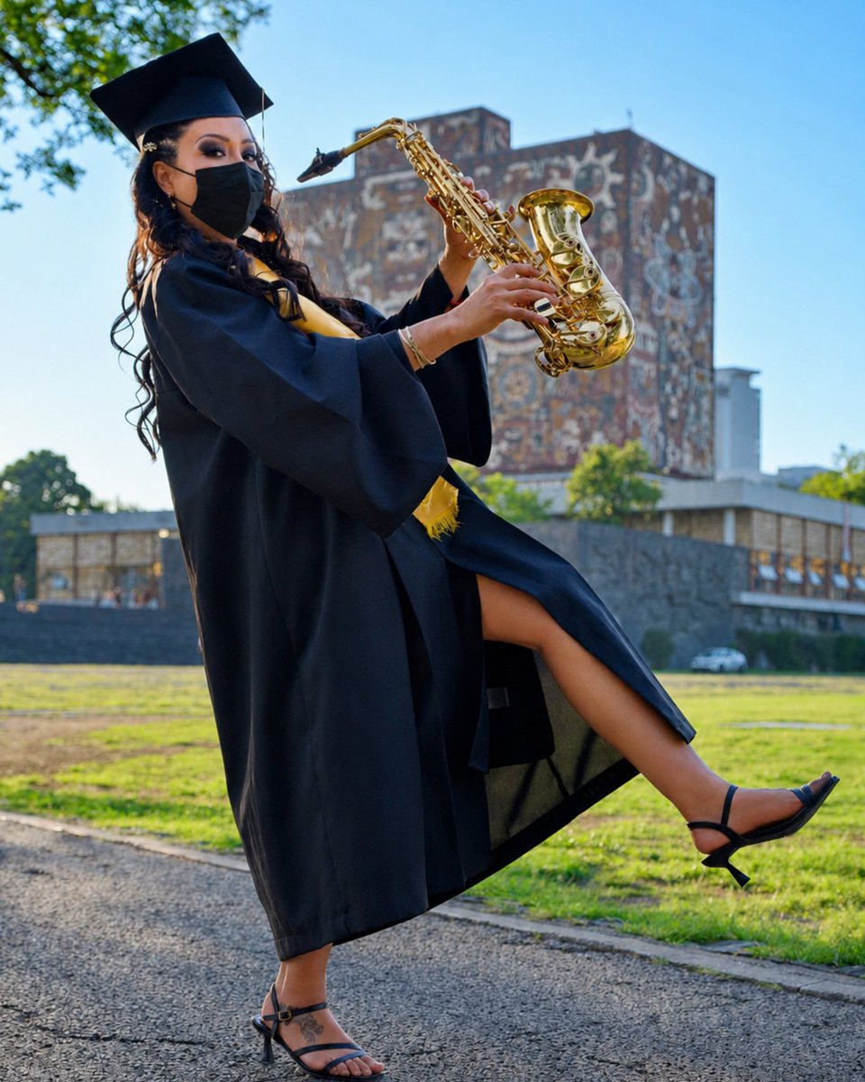 _ElenaRios's tweet photo. 👩🏻‍🎓🎷| Me gradué, pese a que un #feminicida me mandó a matar con #ácido porque decidí estudiar música. 

❤️‍🩹 En muchísimos momentos llegué a sentirme insegura, rota, triste y gris. Nadie se dio cuenta de mi dolor porque siempre mostré una sonrisa antes de salir al escenario. Y vaya que sí: en este último semestre de mi carrera me animé a tocar todos los recitales y conciertos sin cubrebocas, siempre estoica, porque no tenía de otra. Quizá sea fácil decirlo, pero este paso me costó casi siete años, y hoy me alegra muchísimo compartirlo con ustedes.

#Gracias a todas las personas que con sus palabras, miradas y abrazos llenos de cariño me han ayudado a salir adelante. Gracias por mantener encendido ese fuego que, por momentos, pensé que se había apagado.

¡Manos a la obra! Ahora sí, a planear el concierto de titulación 🔥🎷

#UNAM 💙