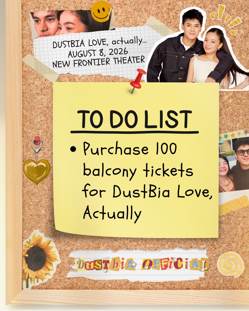 dusbiofc's tweet photo. 𝐃𝐁𝐎 𝐓𝐎-𝐃𝐎 𝐋𝐈𝐒𝐓 #𝟎𝟎𝟏: 𝟏𝟎𝟎 𝐁𝐀𝐋𝐂𝐎𝐍𝐘 𝐓𝐈𝐂𝐊𝐄𝐓𝐒

Today’s mission is to secure 𝟭𝟬𝟬 𝗯𝗮𝗹𝗰𝗼𝗻𝘆 𝘁𝗶𝗰𝗸𝗲𝘁𝘀 for 𝗗𝘂𝘀𝘁𝗕𝗶𝗮 𝗟𝗼𝘃𝗲, 𝗔𝗰𝘁𝘂𝗮𝗹𝗹𝘆.

This donation drive is dedicated to making that goal a reality. Every contribution, no matter the amount, brings us closer to checking off the very first item on our 𝗗𝗕𝗢 𝗧𝗼-𝗗𝗼 𝗟𝗶𝘀𝘁.

If you’d like to be part of this project, any amount will go a long way. And if donating isn’t possible, sharing this post with your fellow Cheffies is another way you can help us reach more people.

One ticket at a time, let’s fill the balcony with love, cheers, and unforgettable moments for 𝗗𝘂𝘀𝘁𝗕𝗶𝗮 𝗟𝗼𝘃𝗲, 𝗔𝗰𝘁𝘂𝗮𝗹𝗹𝘆. 🌻💛.