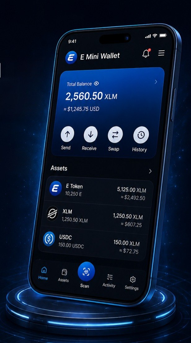 WalletE_Pay's tweet photo. 🚀 Buy $E on @lobstr  and become part of something bigger 𝕏.

Join a growing ecosystem built on @StellarOrg  with real utility, staking rewards, and upcoming products like the E Mini Wallet and Payment Gateway.

Buy. Hold. Build with us.
#Etoken #BuildOnStellar #Stellar #XLM #Crypto #Web3