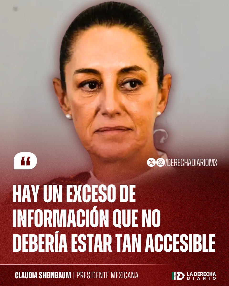 DerechaDiarioMX's tweet photo. 🚨🇲🇽 | La narcocomunista Claudia Sheinbaum justificó la discusión para regular las redes sociales y la inteligencia artificial: 

"Hay un exceso de información que no debería estar tan accesible". https://t.co/XHYvpC98F2