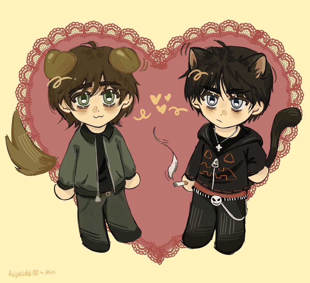 fujocide00's tweet photo. dog and catboy ghostary 😊❤️💜 aw So small so cute.. https://t.co/qQSkK4iPz3
