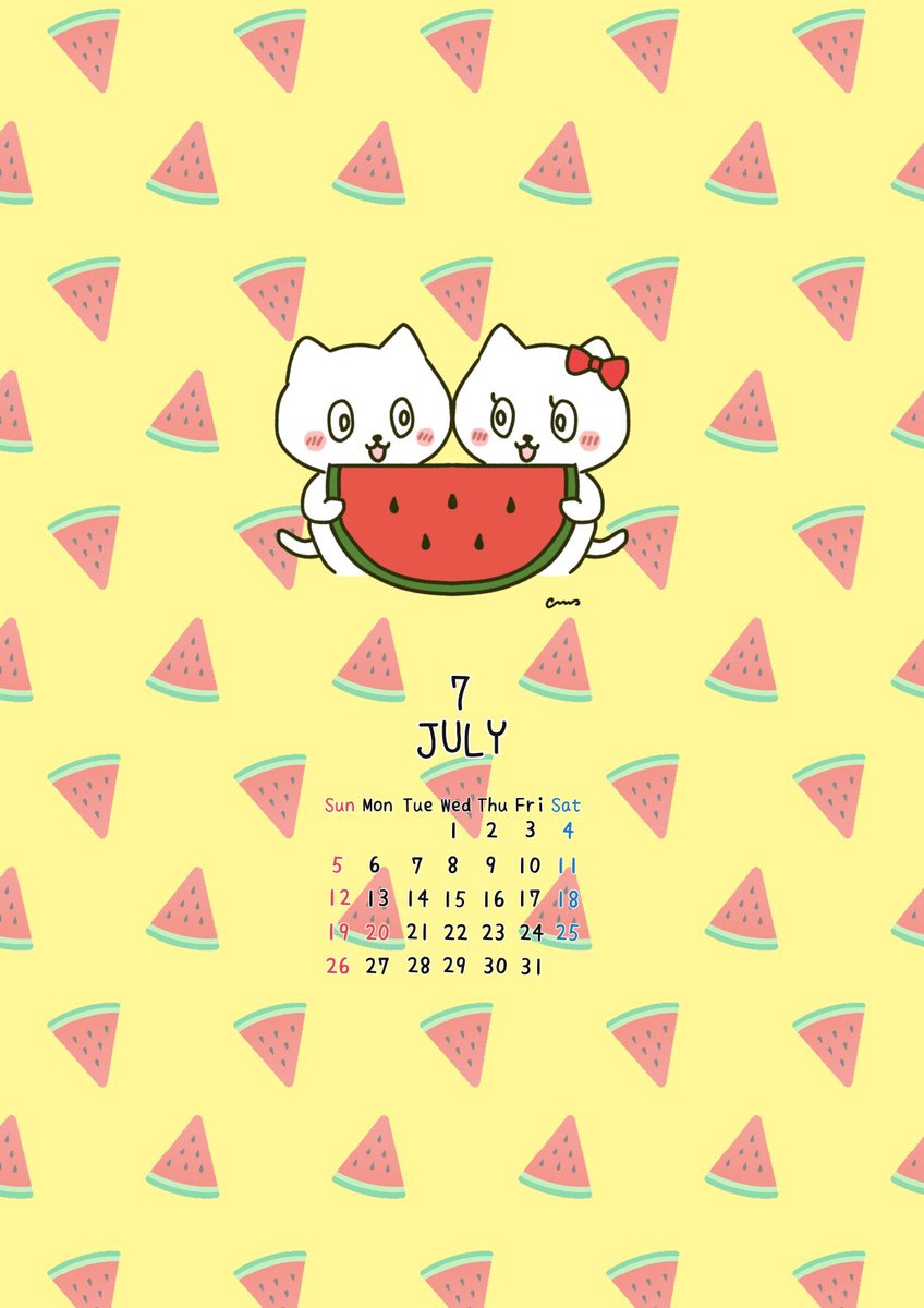 catmint_catnip's tweet photo. 【7月壁紙カレンダー】

Happy July🍉
*
7月の壁紙カレンダーできました！
*
使ってニャン😸♪
*
#illustration
#イラスト
#壁紙カレンダー
#カレンダー
#壁紙 https://t.co/wOZg1jrtyS