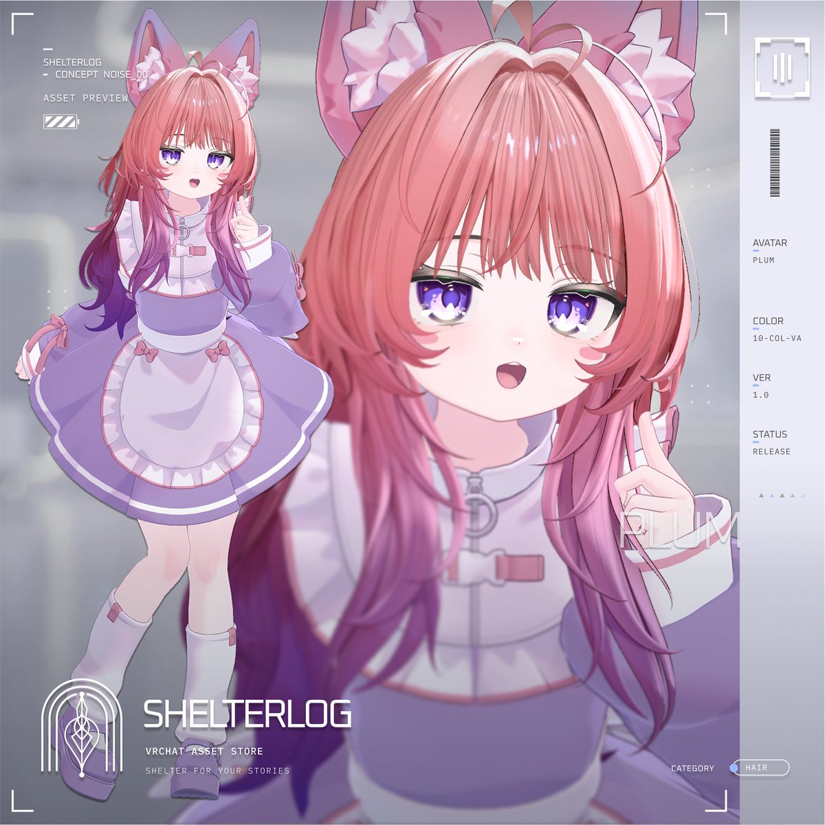 SHELTERLOG_0's tweet photo. 【アップデートのお知らせ】
新たに【Eku】【Plum】への追加対応が完了いたしました！✨

🔧追加対応アセット
🩵Eye&amp;Makeupテクスチャ 
🩵ヘアアセット

ぜひチェックしてみてください🙇‍♀️
BOOTHリンクはプロフィール欄へ！🔗

 #VRChatアセット #SHELTERLOG https://t.co/3aAEICQqAd