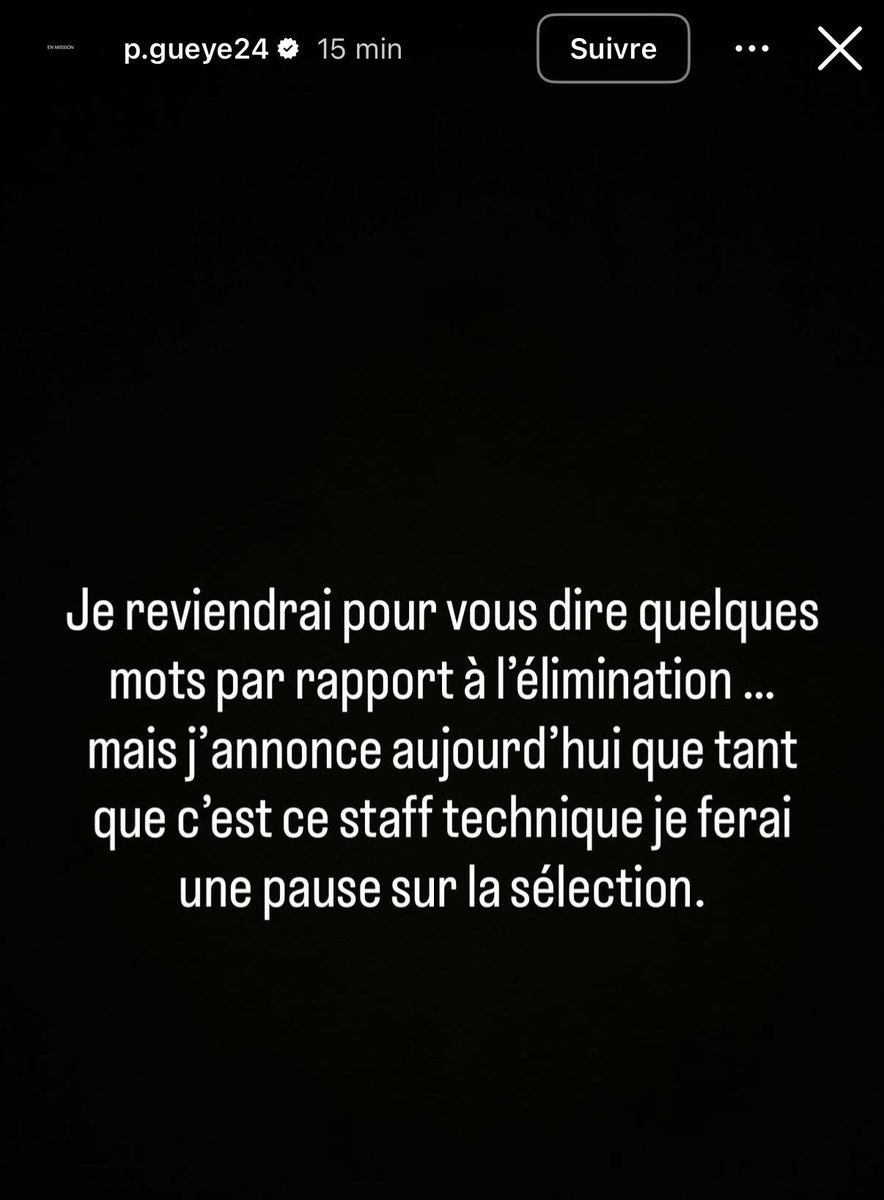 ojbsports's tweet photo. BREAKING : Senegalese midfielder, Pape Alassane Gueye has announced he will be taking a break from international football with the Senegal national team.

‘I will come back to say a few words about the elimination, but I am announcing today that as long as this coaching staff is in place, I am taking a break from the national team.'