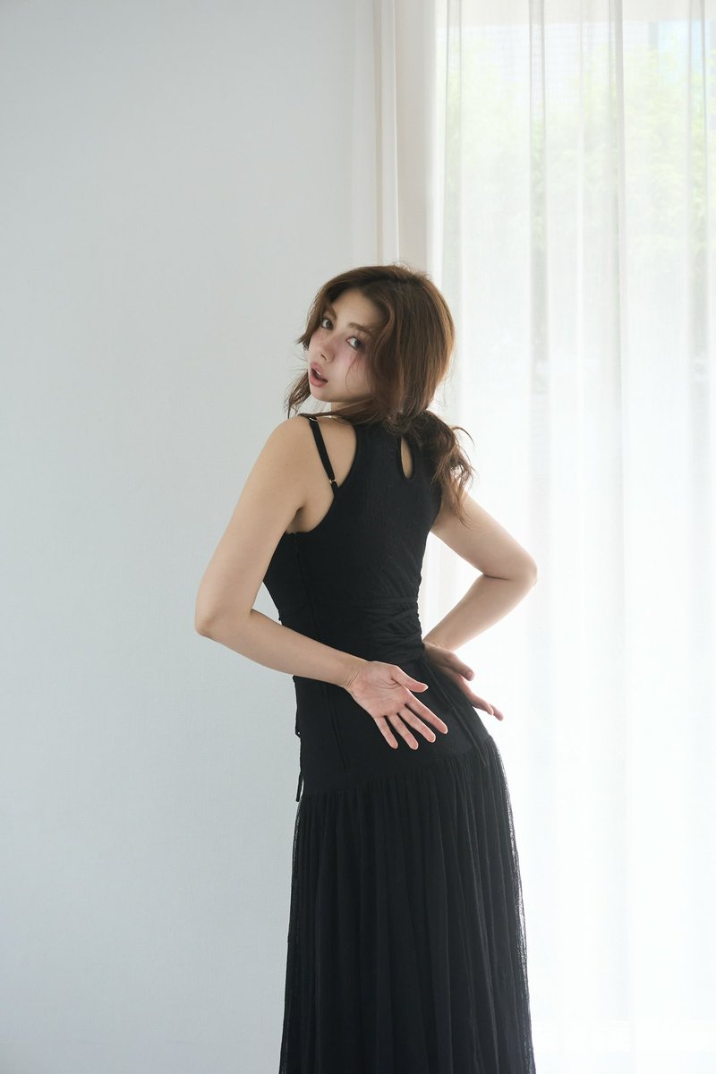 Sara lacey long dress color ivory/black ¥19,800-tax in 生地を
