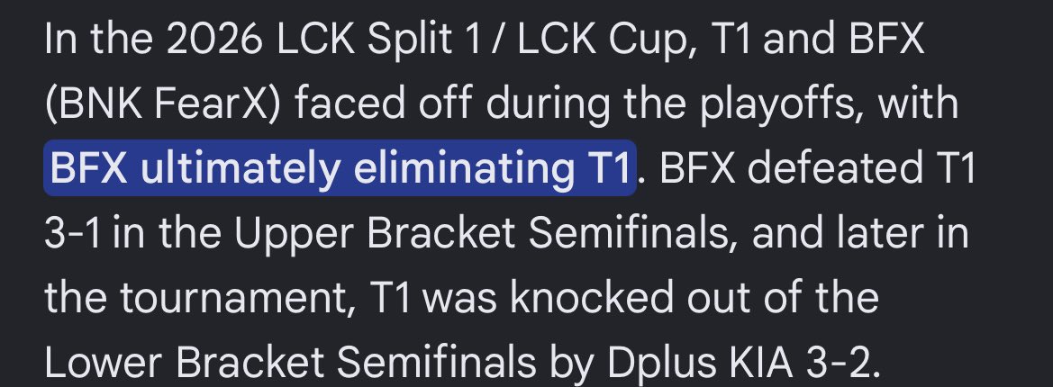 LeTripleDouble's tweet photo. @t1_aphelios @WikinskiHubert @ChinskiSzpont T1 literally lost to BFX in 4 games while BLG beat them in 5. So its BLG > T1 https://t.co/speQPu49GM