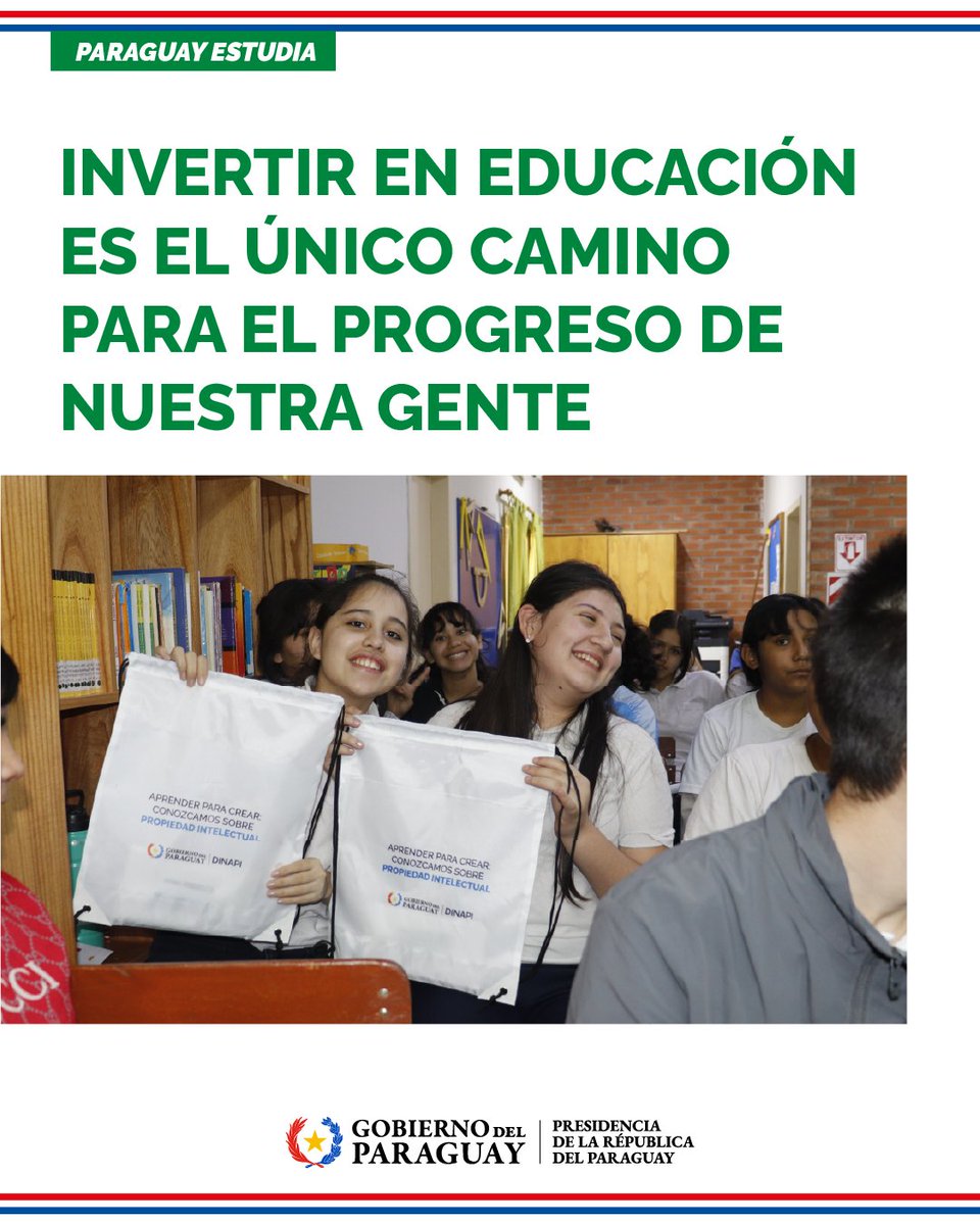 SantiPenap's tweet photo. Cuando invertimos en el talento de nuestra gente, el Paraguay se hace verdaderamente gigante. Entendemos que la educación es la mayor apuesta por nuestro presente y futuro. Cada beca que entregamos, cada escuela que renovamos y cada estudiante al que damos mejores herramientas es un paso firme hacia el país desarrollado que estamos construyendo. 

Soy paraguayo. Soy gigante. 🇵🇾 #InformePresidencial2026