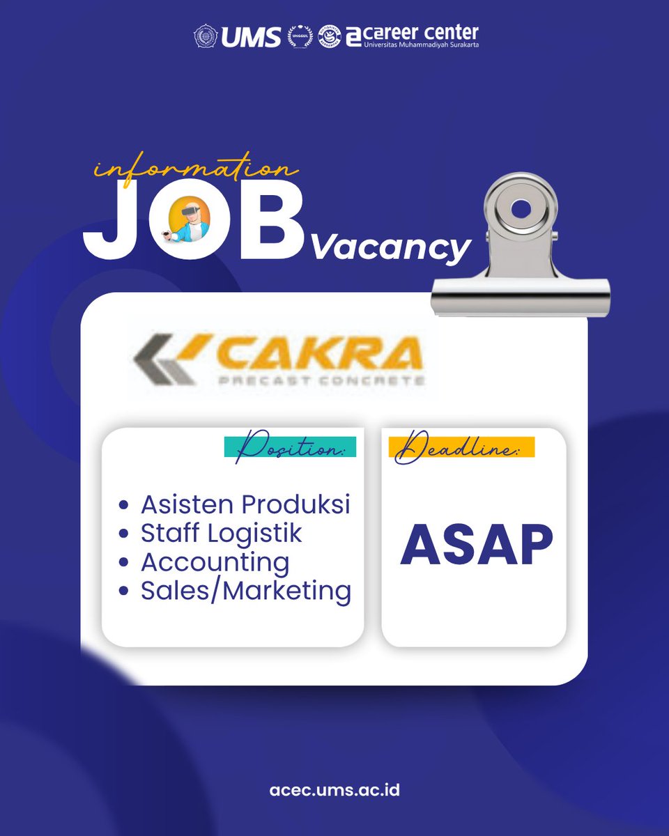 ums_acec's tweet photo. Loker PT Cahaya Kencana Perkasa 
https://t.co/darZrfXxvt https://t.co/7S8cAghWNa