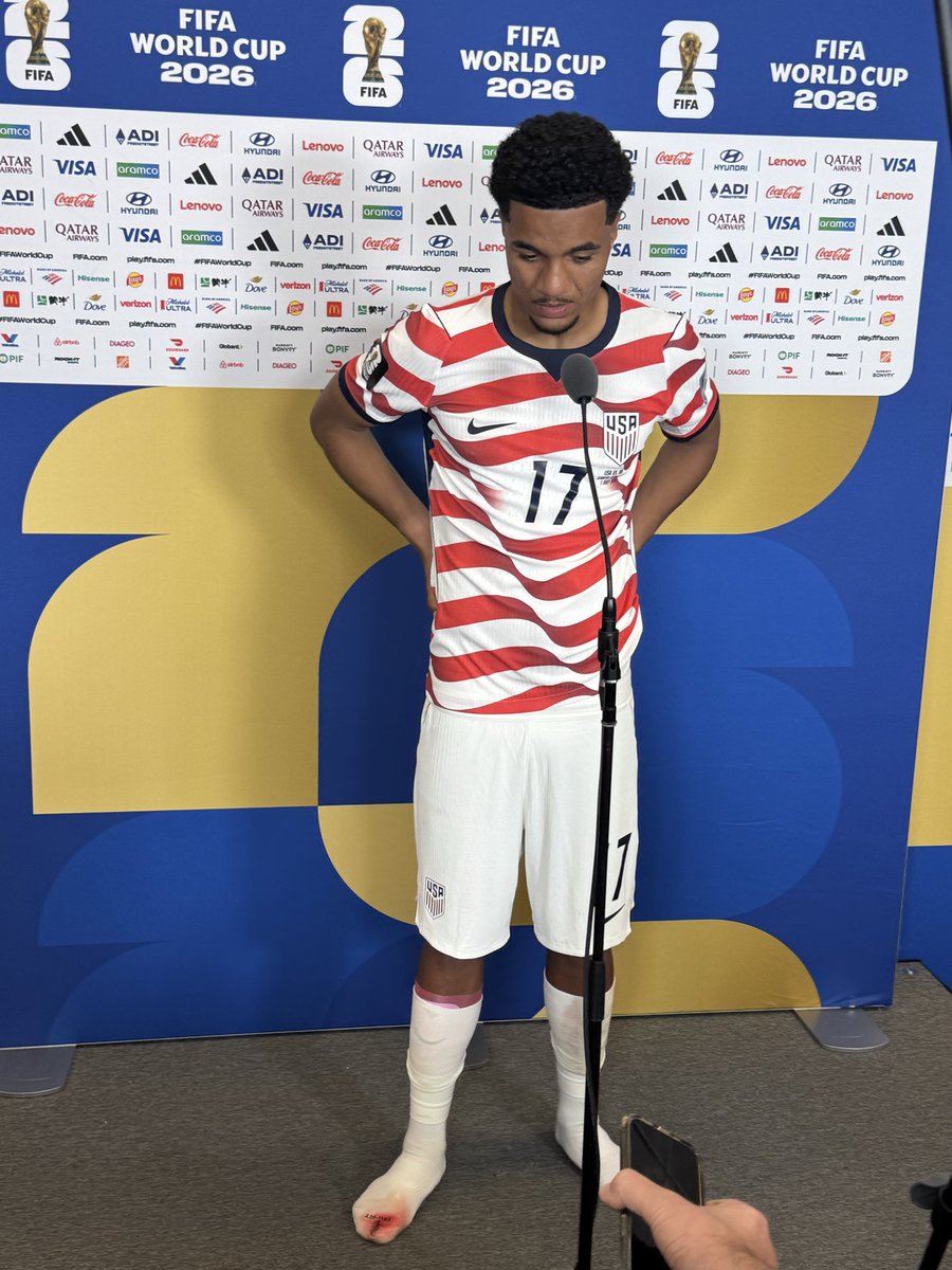 PaulTenorio's tweet photo. Malik Tillman got stepped on. It ripped his boot and his sock. “I was in pain,” he said. New cleat for the free kick. It worked out ok. 

https://t.co/ol2VJA0cjY https://t.co/vi2adBXjIc