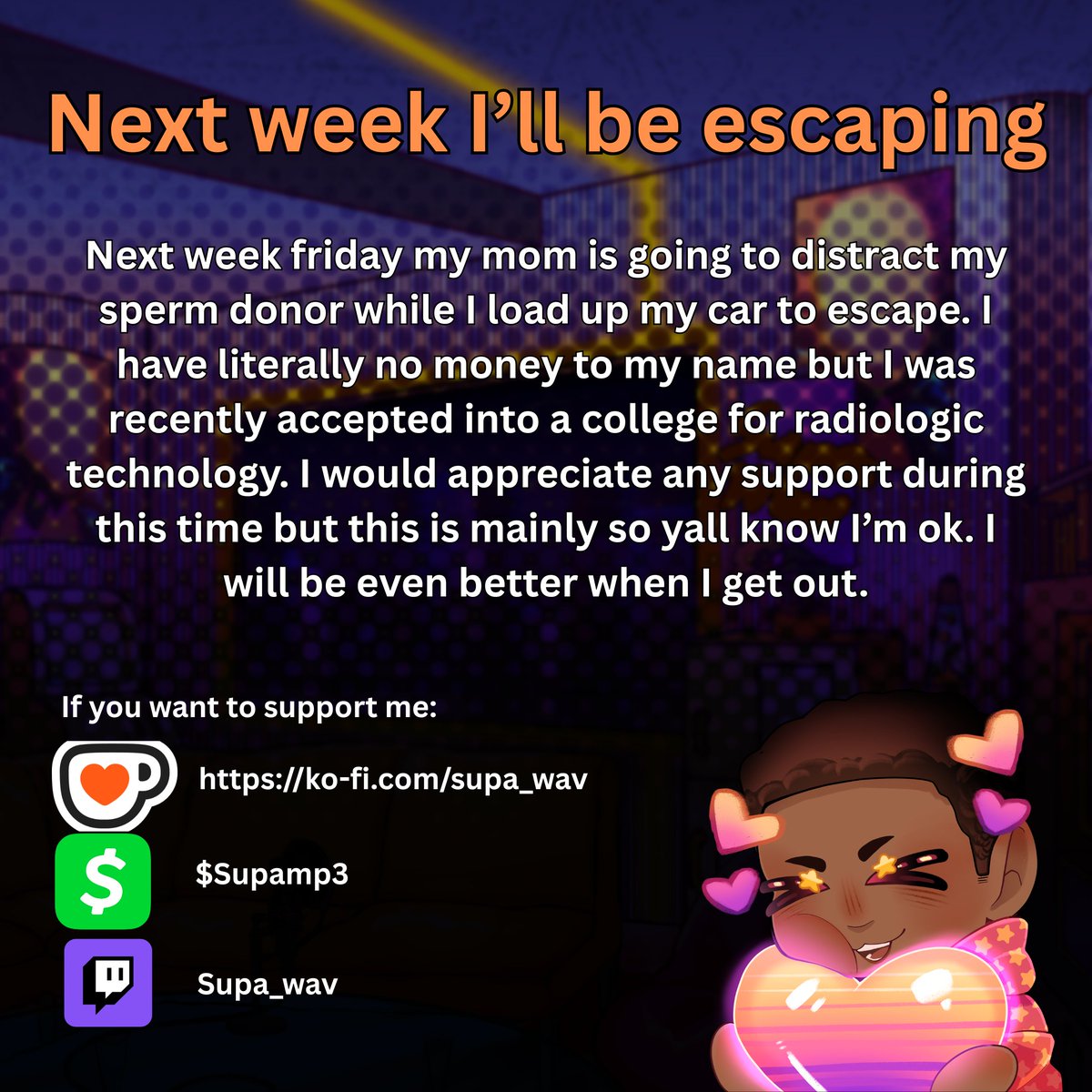 Supa_WAV's tweet photo. Long time no see. Sorry for the lack of updates but its go time. Sorry if this reads like a ramble my stomach is doing 50,000 backflips. (The police know the situation and will move when I am out of the house.) https://t.co/KAC6Mhf96r