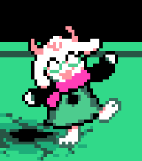 UNDERSCOREALT95's tweet photo. i think not enough people point out the fact that Aqua mimicks Ralsei. Like now I Wonder why the "Kris Jevil Knife Paralel 1000" girl is all of a sudden copying Ralsei instead https://t.co/yYrFRYiHNT