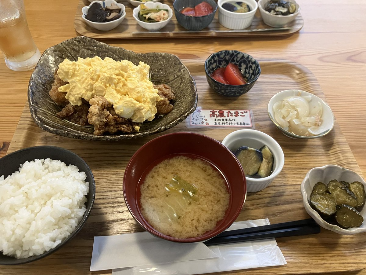 maigonorc's tweet photo. 駅前の農業高校レストラン行った！チキン南蛮定食頼んだらすんごいの出てきたw

このボリュームで1100円は破格‼️

むちゃくちゃ美味しかったのでまた行く！冷やしピーマンの肉味噌詰めも最高👍 https://t.co/FXHhZ8AC3S