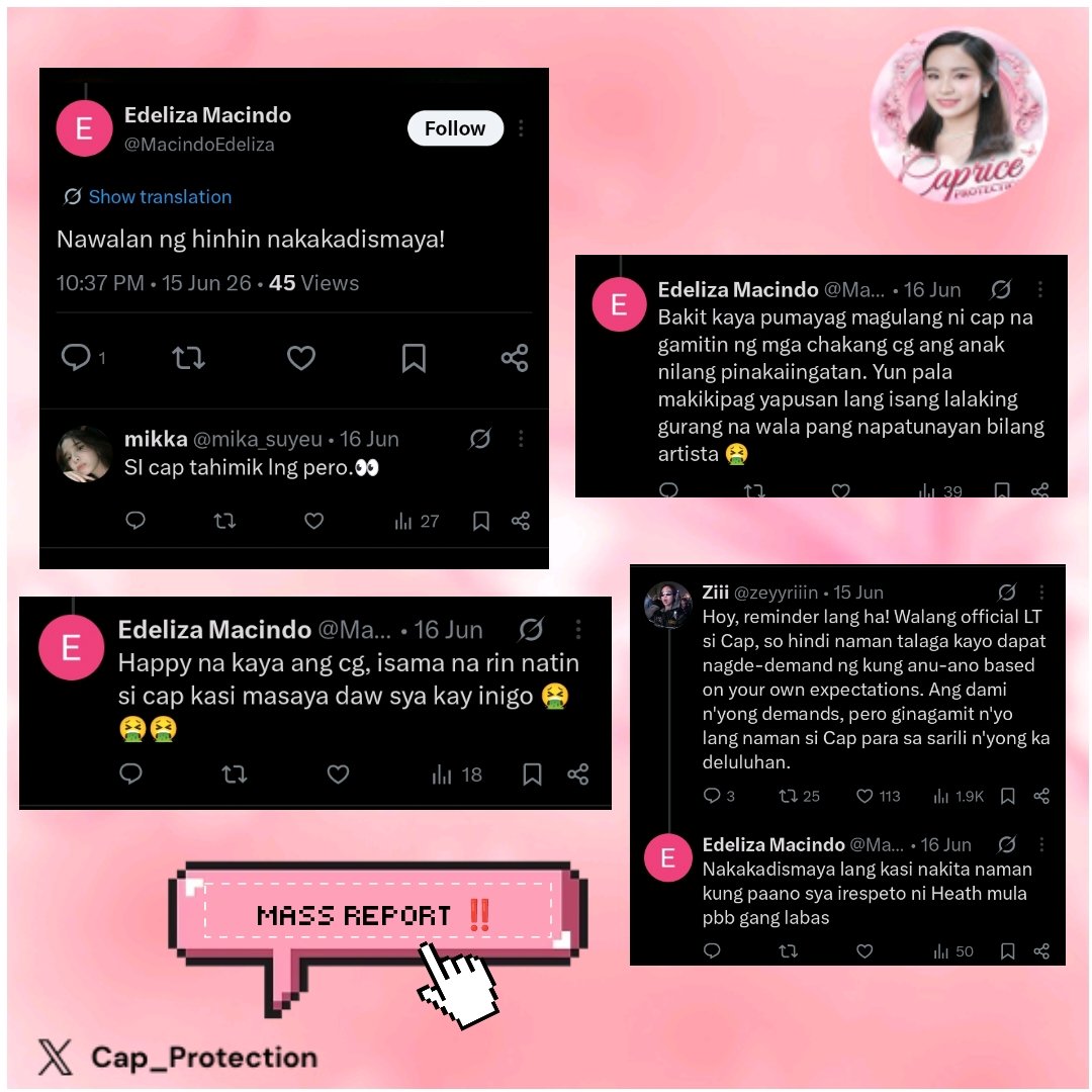 Cap_Protection's tweet photo. [📣] If you see content like this, please report responsibly and don’t engage. Keep a positive space for Caprice.

🔗: https://t.co/SkMUgs4AQT
🔗: https://t.co/eSgczx8Nm0
🔗: https://t.co/BIKCbOmnlz

d0 this 5x:
r3p0rt > click h4t3, 4buse or h4r4ssm3nt > submit > mut3 > bl0ck https://t.co/25jVusthEL