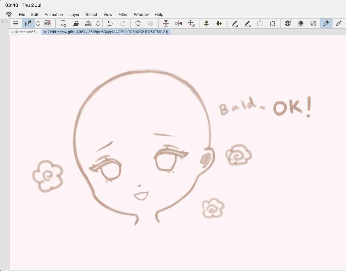 CeciMoriko's tweet photo. Bald chibi sketch ✍️ 🌸 https://t.co/8pN8rOS4LY