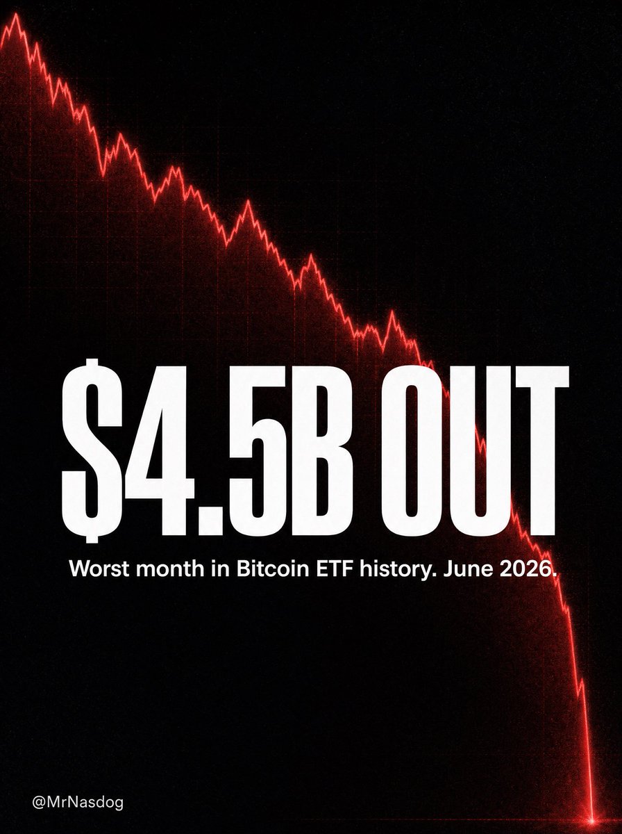 mrnasdog's tweet photo. Trump's crypto made $1.4B.
Bitcoin ETFs lost $4.5B in June — the worst month in their history.
The ETF was sold as the floor. It became the exit. What do you think? https://t.co/moDZBpfs4x