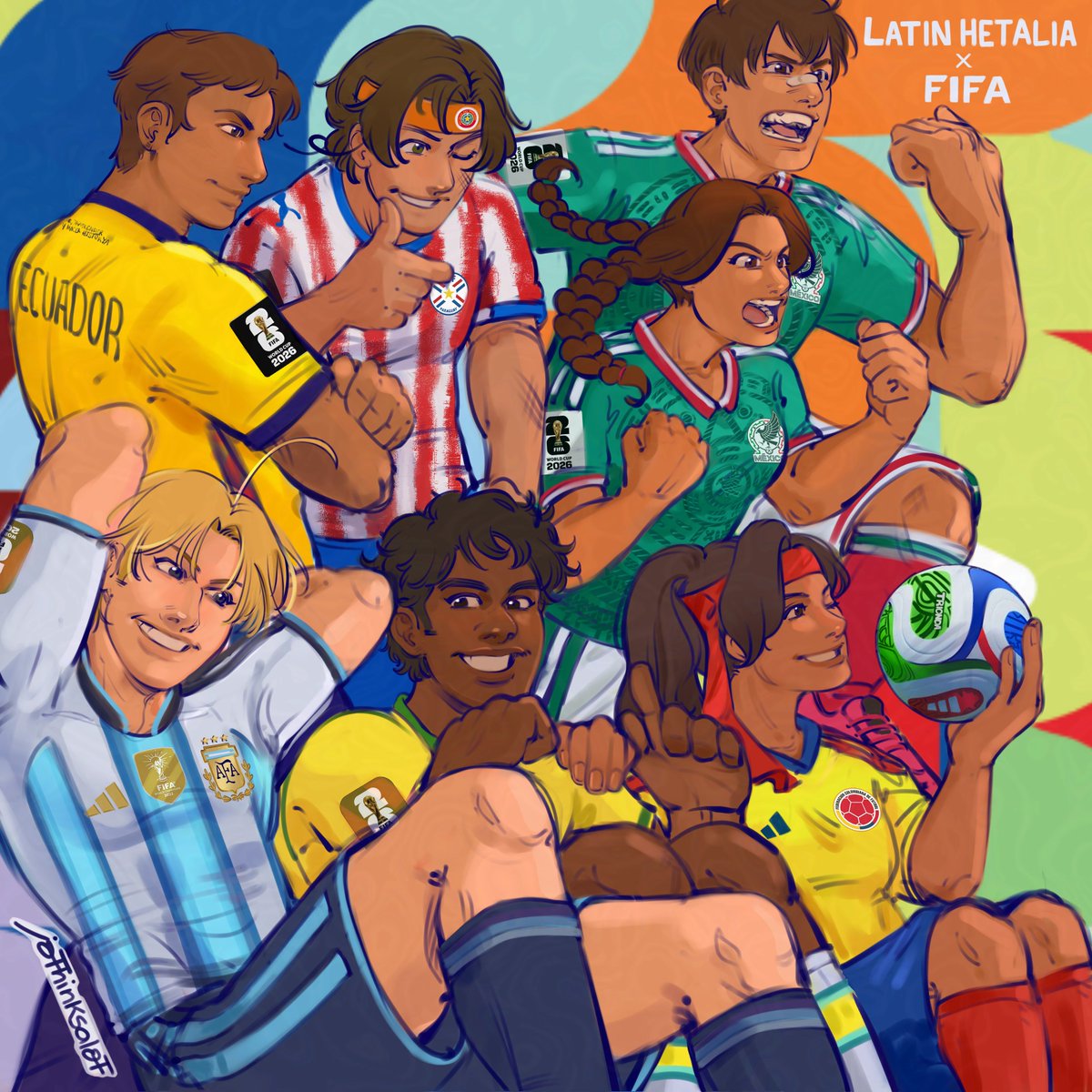 jothinksalot's tweet photo. Latin Hetalia x FIFA 2026 
#latinhetalia #hetalia #fifatalia #fifaworldcup #copadomundo #argentina #mexico #colombia #ecuador #paraguay #brasil https://t.co/PI00EKy0NJ