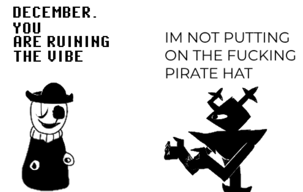 TerraSave8085's tweet photo. #deltarune the knight does NOT fw gaster's pirate hyperfixation https://t.co/rIEmtCmQt8