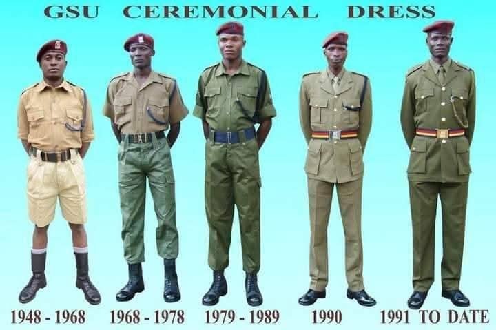 PoliceKE's tweet photo. #TBT 
A journey through tradition, pride and service.

This photo highlights the evolution of the General Service Unit (GSU) ceremonial dress uniform over the years from its early designs to the present day ceremonial attire featuring the distinguished dark green tunic, matching trousers, maroon beret and ceremonial belt.

A reflection of the Unit’s rich heritage, discipline, and enduring commitment to serving the nation.

#GSU #KenyaPoliceService #TraditionAndExcellence #ServiceWithHonor