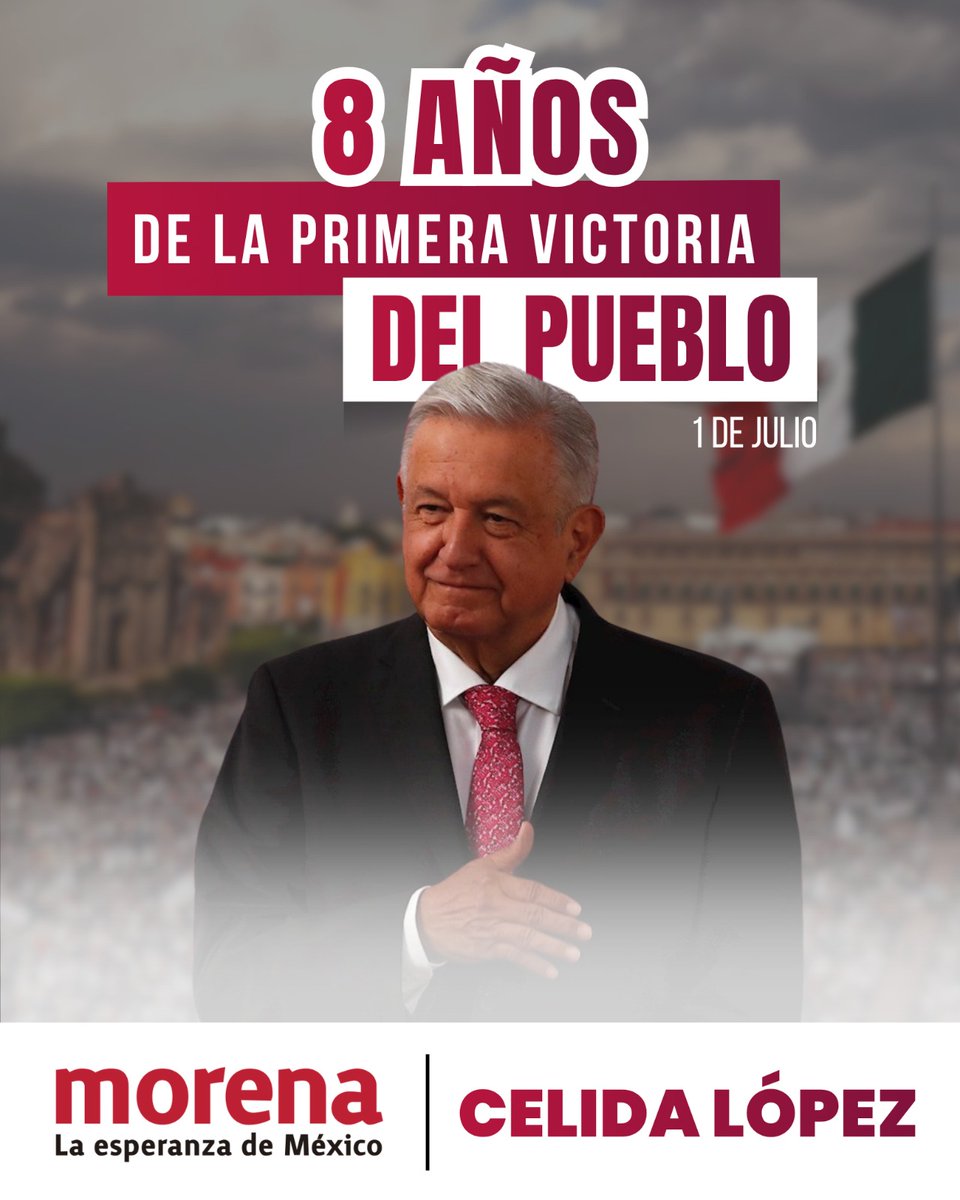 CelidaLopezc's tweet photo. Hace 8 años el pueblo decidió cambiar el rumbo de la historia de México ❤️. #4T #ConElPuebloTodo https://t.co/6T2jW8gaiR
