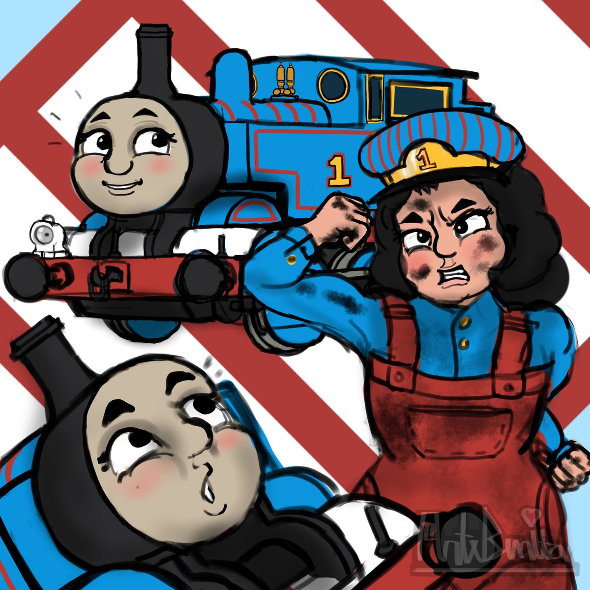 ArteBenita's tweet photo. "A really useful engine."
Fem Thomas, #1 herself. Locomotive and humanized!
Inspired by @ponyforwea's art to draw this. :)
#thomasandfriends #TTTE https://t.co/iqlKTWL0Ik
