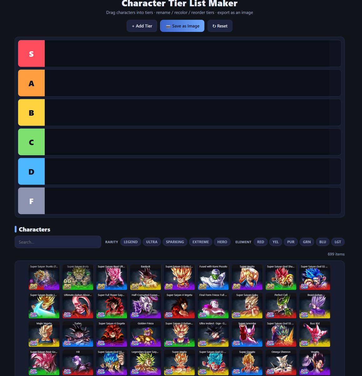 リルたんページ Dragon Ball Legends Database Revamp Update #8 - Tier List Maker