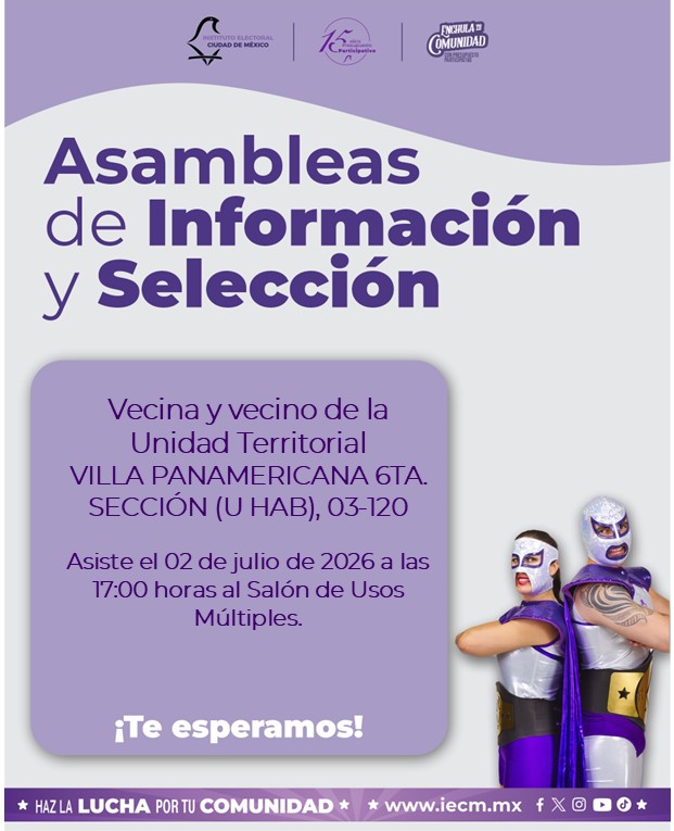 Distrito26_IECM's tweet photo. Se celebrarán las Asambleas de Información y Selección para dar a conocer los proyectos ganadores del Presupuesto Participativo 2026 y 2027 y se conformarán los Comités de Ejecución y Vigilancia para ambos ejercicios fiscales.

Consulta:
https://t.co/PAh2maooBG https://t.co/Lhj2QNaYK8