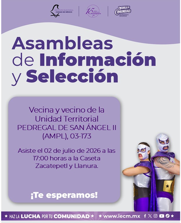 Distrito26_IECM's tweet photo. Se celebrarán las Asambleas de Información y Selección para dar a conocer los proyectos ganadores del Presupuesto Participativo 2026 y 2027 y se conformarán los Comités de Ejecución y Vigilancia para ambos ejercicios fiscales.

Consulta:
https://t.co/PAh2maooBG https://t.co/Lhj2QNaYK8