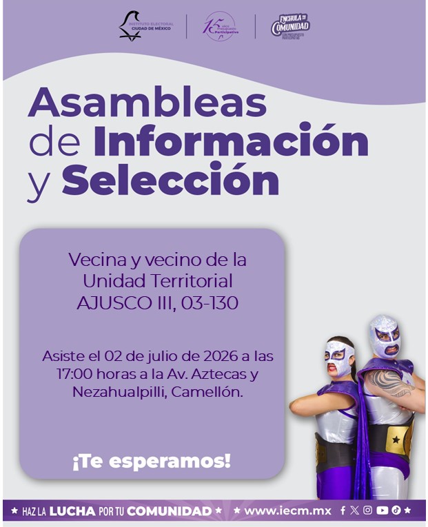 Distrito26_IECM's tweet photo. Se celebrarán las Asambleas de Información y Selección para dar a conocer los proyectos ganadores del Presupuesto Participativo 2026 y 2027 y se conformarán los Comités de Ejecución y Vigilancia para ambos ejercicios fiscales.  

Consulta: https://t.co/eEwj22jWXt https://t.co/H67GQNnVRC