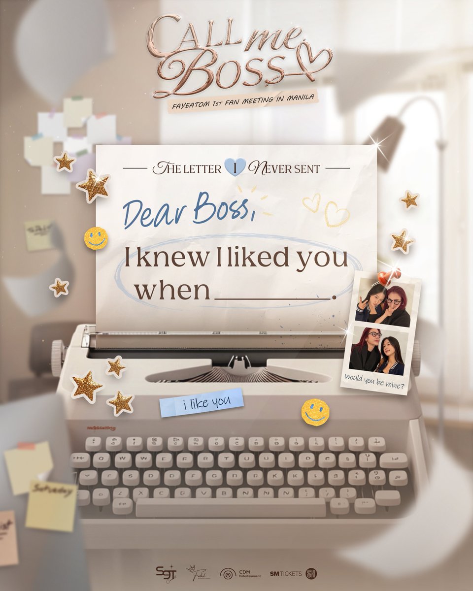 S9TConcert's tweet photo. 💌 Every crush has a beginning. Maybe it was a smile, a look, or something they said. Some moments stay in our hearts a little longer than we expect. 🤎

💬 Tell us about the moment you realized you liked someone. We’d love to read your story. ✨

🎟️ And if FayeAtom is the reason for that smile, make sure your seat for FAYEATOM 1ST FAN MEETING ‘CALL ME BOSS’ IN MANILA is waiting for you. Tickets are available now via https://t.co/CWt33EJGIV and SM Tickets outlets.

#FayeAtom1stFMinManila
#FayeAtom #FayePeraya #AtomPariya
#S9TConcert #CDM #FabelEntertainment