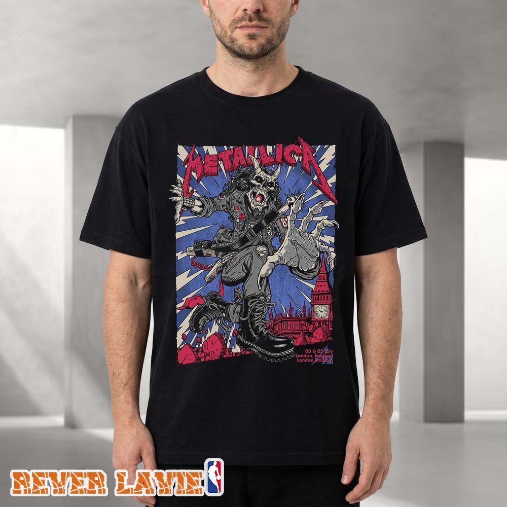 rever_lavie's tweet photo. Metallica M72 London tee features exclusive pop-up artwork from the No Repeat Weekend at London Stadium in 2026.
#Metallica #M72WorldTour #London2026 #BandTee #MetallicaFans #NoRepeatWeekend
>>>Check it here: https://t.co/X49Nh0g68F https://t.co/5Lz6T4JhOF