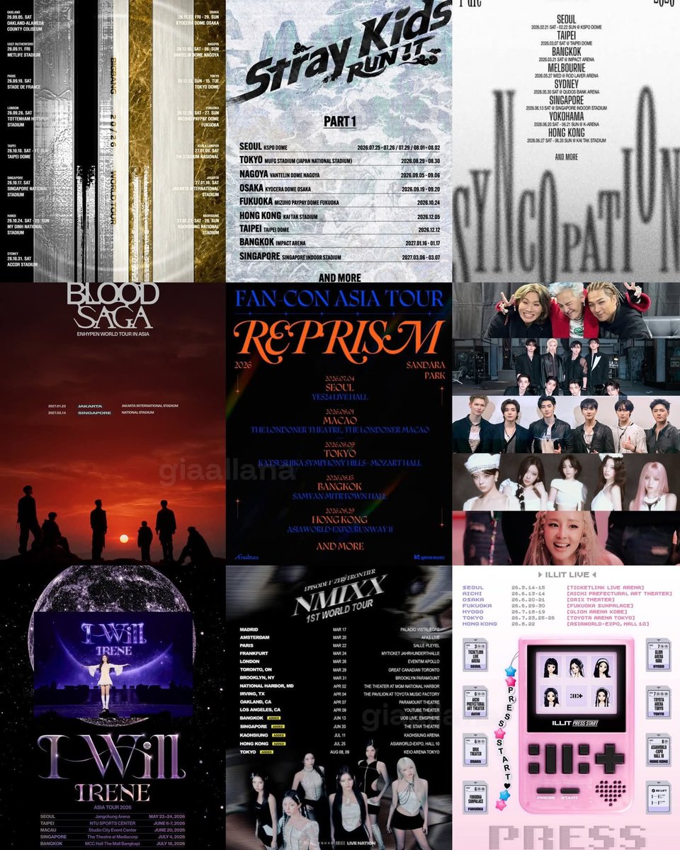GiaAllana's tweet photo. NO MANILA / PHILIPPINES STOP. 🇵🇭

Here are some of the K-pop artists that skipped Manila, Philippines in the FIRST wave of announcements of their 2026 tours:

— BIGBANG, STRAY KIDS, i-dle, 2NE1's Sandara Park, ENHYPEN, Red Velvet's IRENE, NMIXX, and ILLIT. (This is only for the first wave of announcements, for some.)