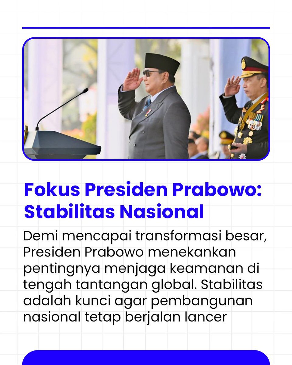 lyligloom's tweet photo. #StabilitasKeamananNasional
salah satu fokus presiden kali ini ialah Stabilitas Nasional Transformasi Indonesia supaya pembangunan nasional berjalan dengan lancar https://t.co/3DKNaeWDpa