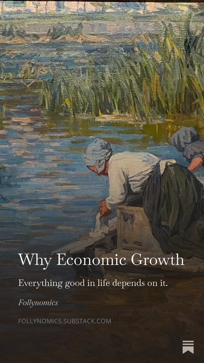 follynomics's tweet photo. Economic growth is my favourite topic in the world to read and write about. I've come to view it broadly as civilization's capacity to solve problems simultaneously. It is the causal mechanism for almost everything we care about. 

A comprehensive case against degrowth. https://t.co/JN84znFLpD