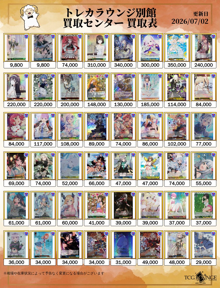 torecalounge4's tweet photo. ヴァイスシュヴァルツ買取表② https://t.co/Mi1BQXCp7x