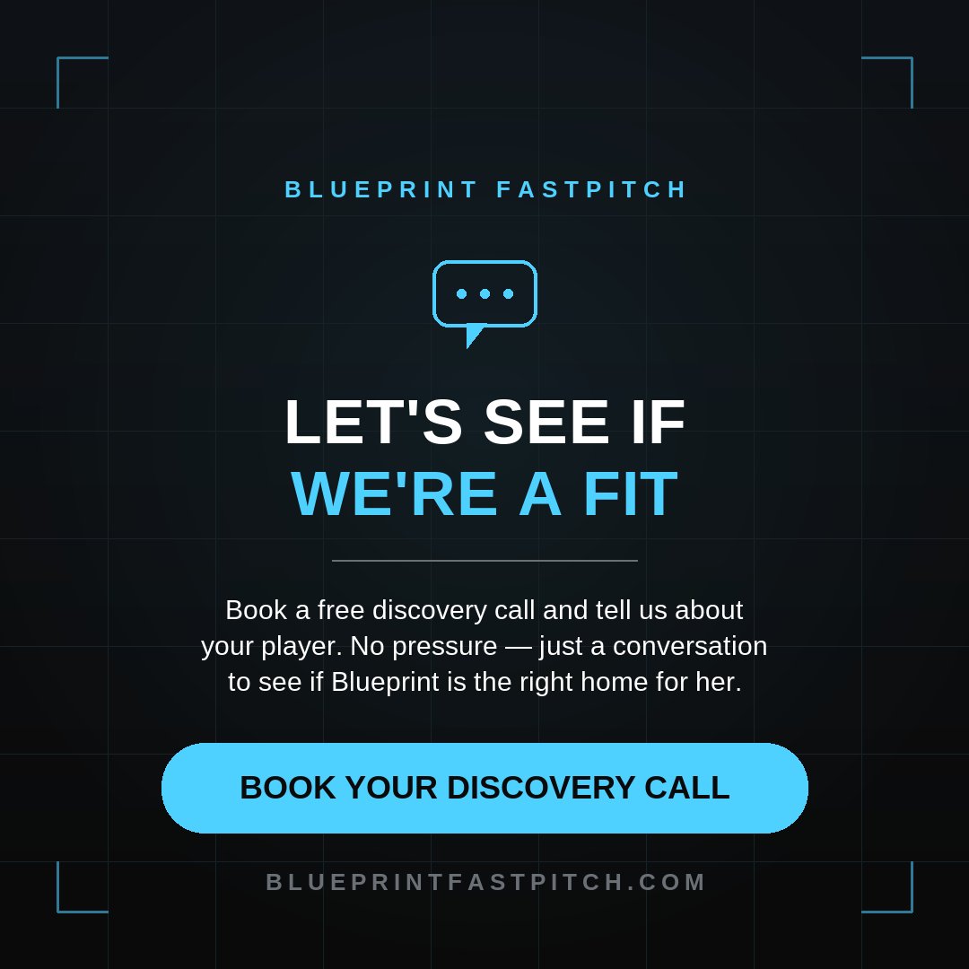 Blueprint_FP's tweet photo. Great training starts with a great fit. 🥎
Book a free discovery call — tell us about your player, and we'll see if Blueprint is the right home for her development. No pressure, just a conversation.
👉 https://t.co/hWAgEGJTVN

#Fastpitch #Softball https://t.co/S8WPVarCI2