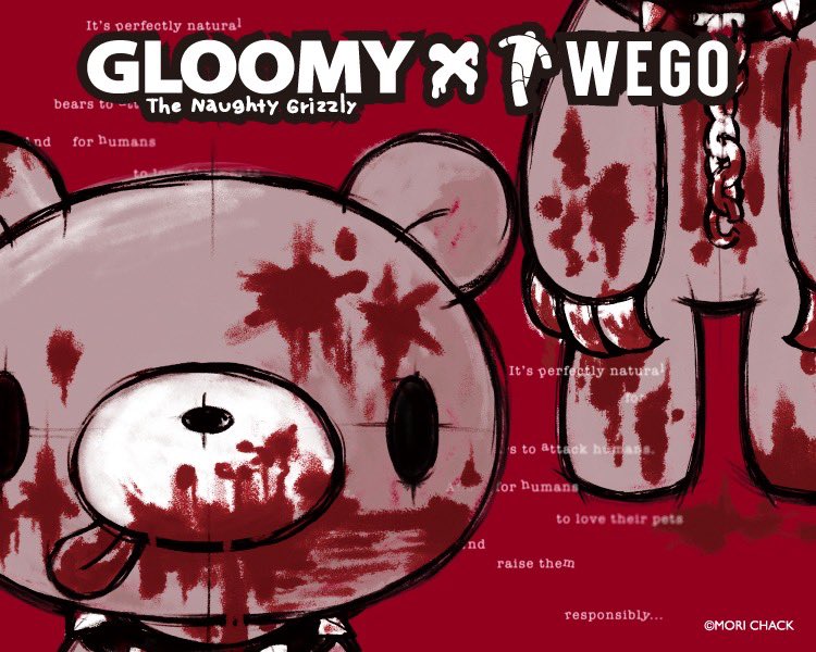 WEGO_press's tweet photo. ❤️‍🩹#GLOOMY × #WEGO コラボ❤️‍🩹

いたずらぐまのグルーミーとWEGOのコラボアイテムの発売が決定‼️
WEGO新規描き起こしイラストのアパレルやステッカーが登場！💉💘

🗓発売日
店頭:7/8(水)～
オンライン:7/8(水)12:00～

🩸詳細はこちら
https://t.co/YdMmjSUfRw

@official_gloomy 
#グルーミー #gloomybear