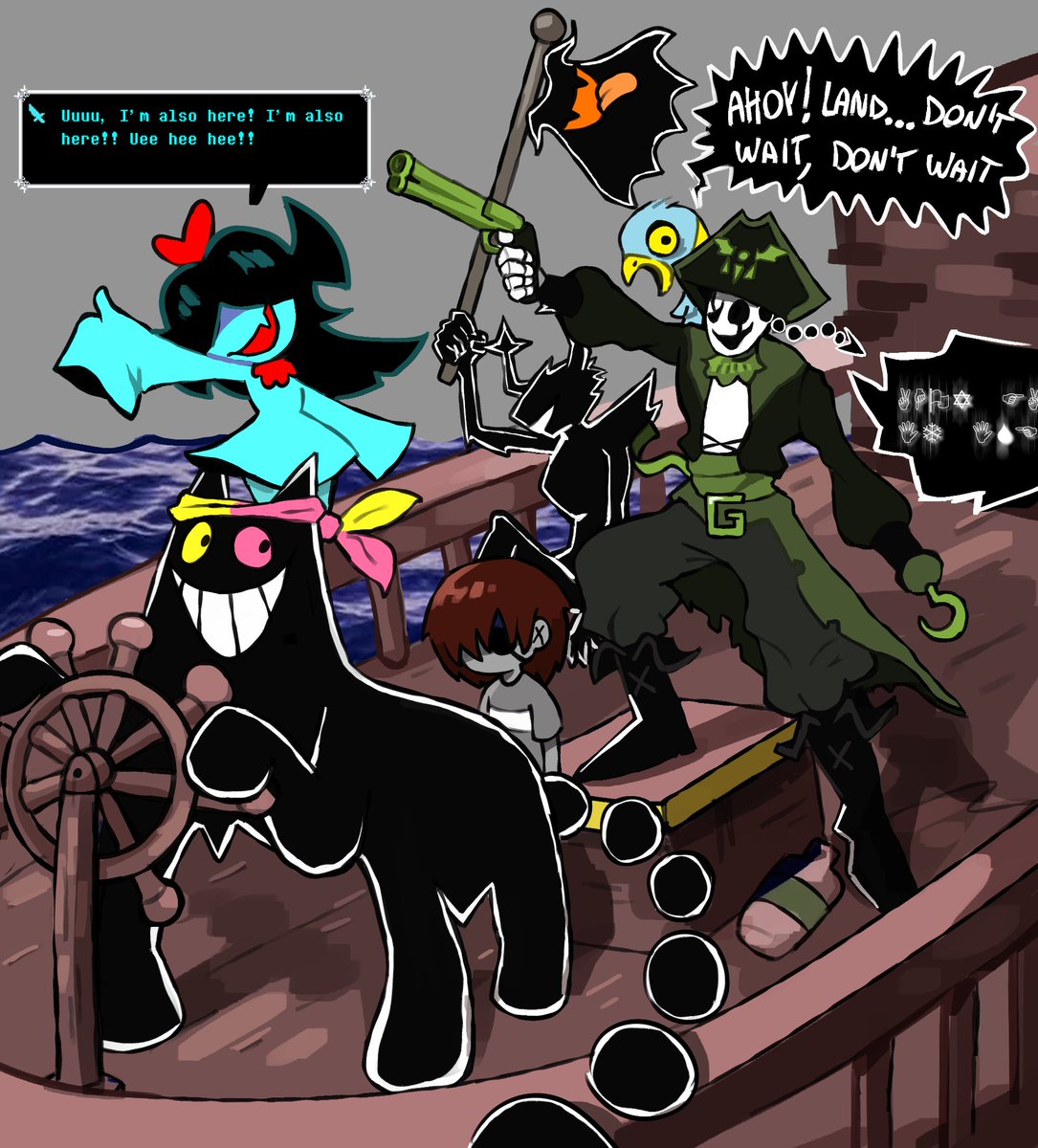 Sluka64's tweet photo. Aqua is a very important member of the Pirate Gaster Fleet so it's sad people often forget her....

#deltarune #gaster https://t.co/9iS08cgARu