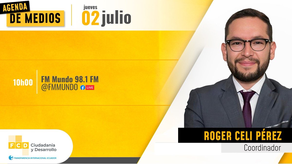 FCD_Ecuador's tweet photo. 📢#FCDenMedios│Te invitamos a escuchar el análisis de @RogerCeli1, coordinador de FCD, en: https://t.co/hxwWX5pIVP