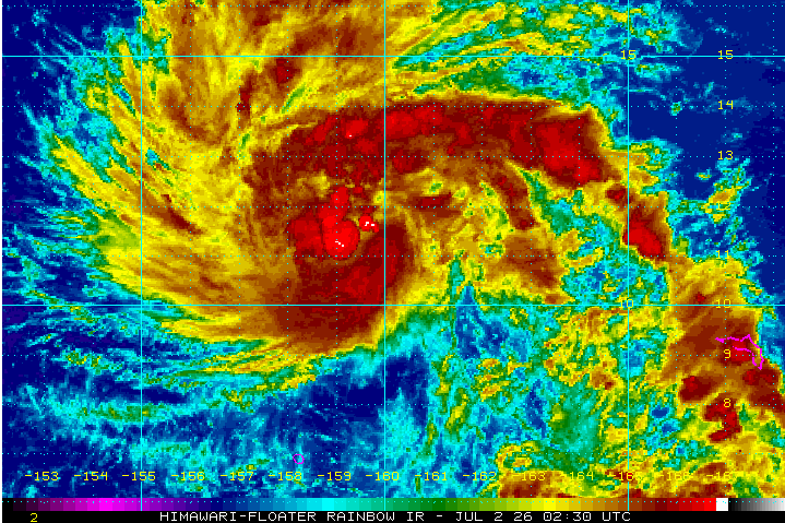 jayhobgood's tweet photo. Tropical Storm Bavi is intensifying over the Western North Pacific east of the Marianas; max wind speed 60 mph (95 km/h); moving toward west at 21 mph (33 km/h). https://t.co/wJ1C53Vf12