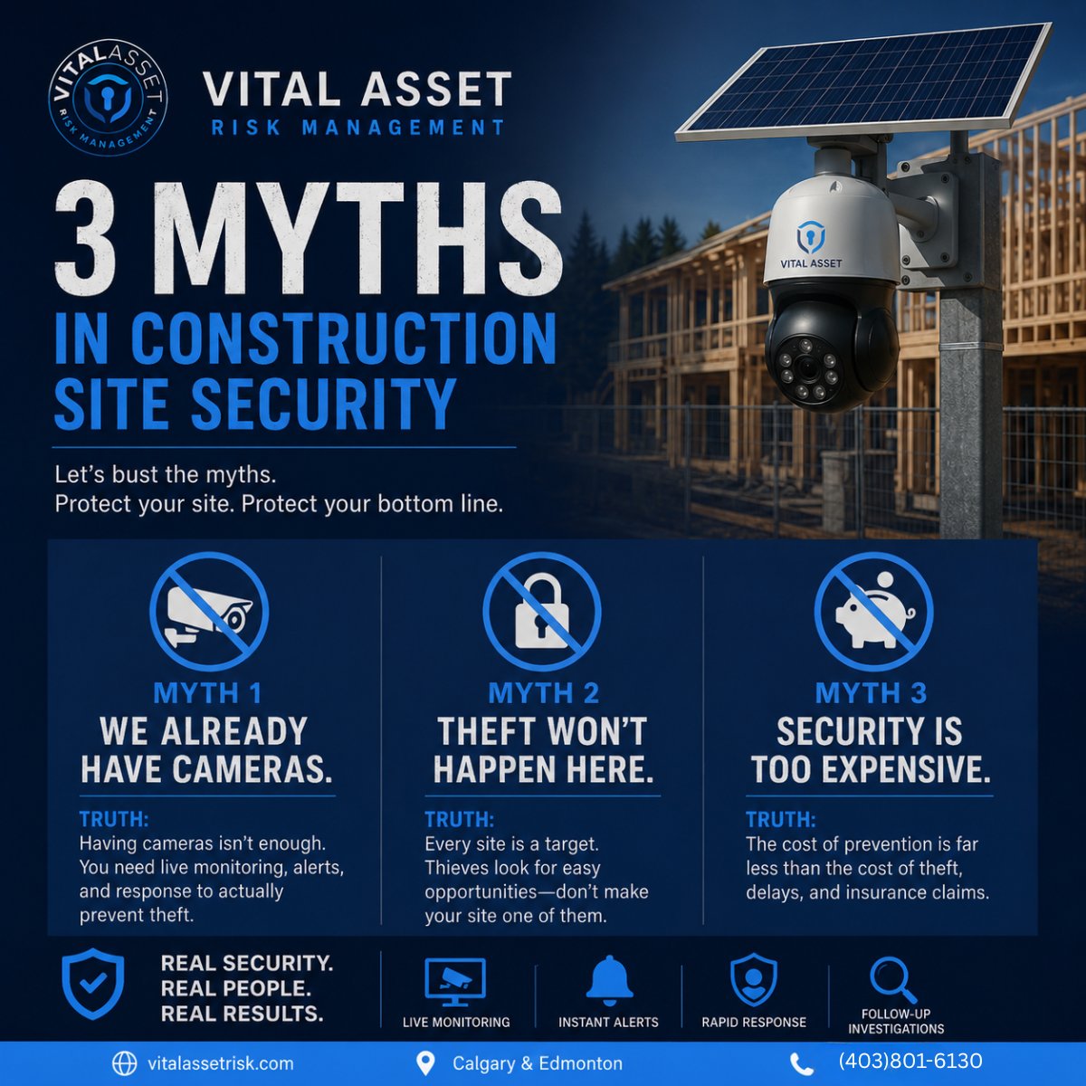 Vital_Asset_Sec's tweet photo. 🚧 3 Myths About Construction Site Security 🚧
❌ "We already have cameras."
❌ "Theft won't happen here."
❌ "Security is too expensive."
✅ Live monitoring, rapid response, and proactive security stop losses before they happen.
#ConstructionSecurity #CCTV  #SiteSecurity https://t.co/wKGnE9qda1