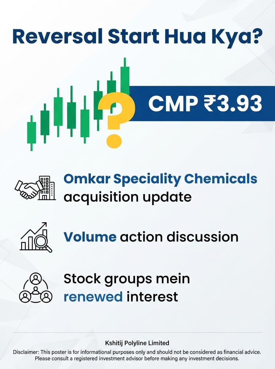 GopalKumar16446's tweet photo. Market slowly noticing Kshitij Polyline Limited again.
Strong Omkar Speciality Chemicals acquisition update at attractive CMP ₹3.93.
#TrendReversalStock
https://t.co/eAj6T2uIvv