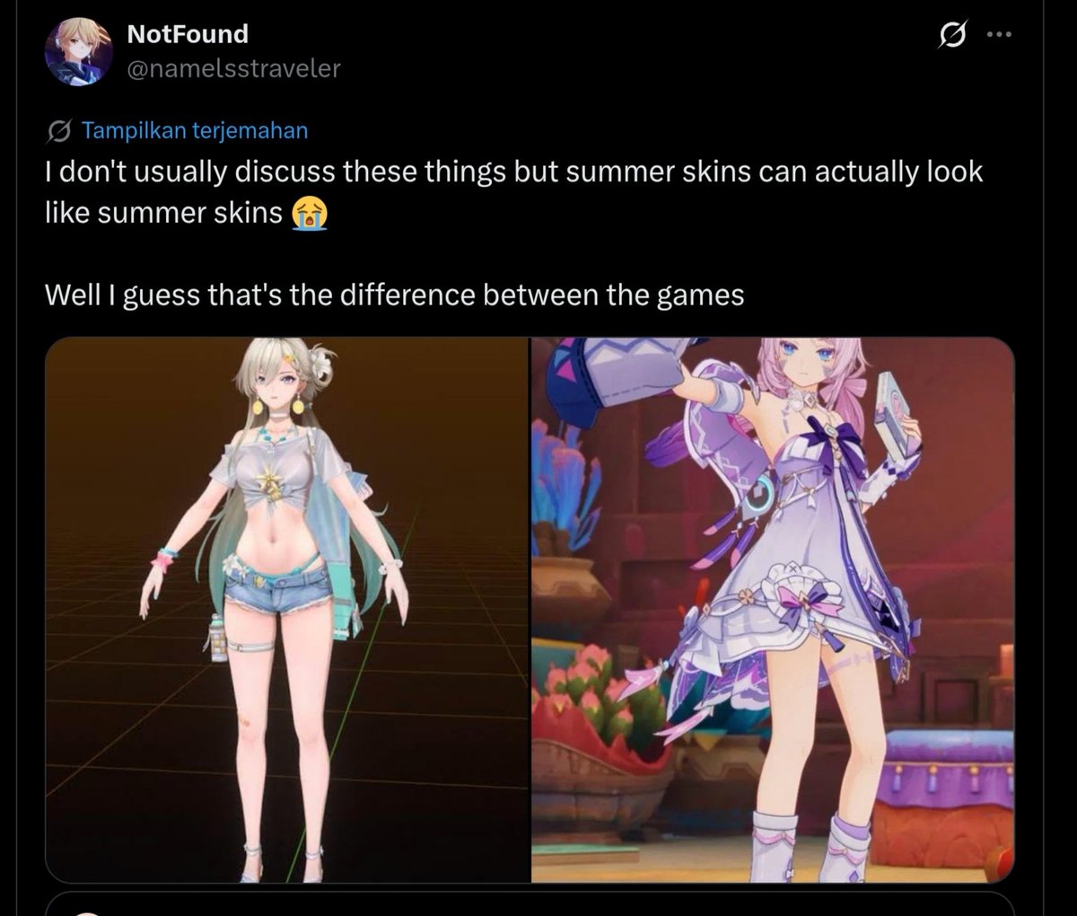 ReghaPutraa's tweet photo. @namelsstraveler Is the Summer Skins in Genshin used while sleeping? 😭 https://t.co/IWvyfiYVFW