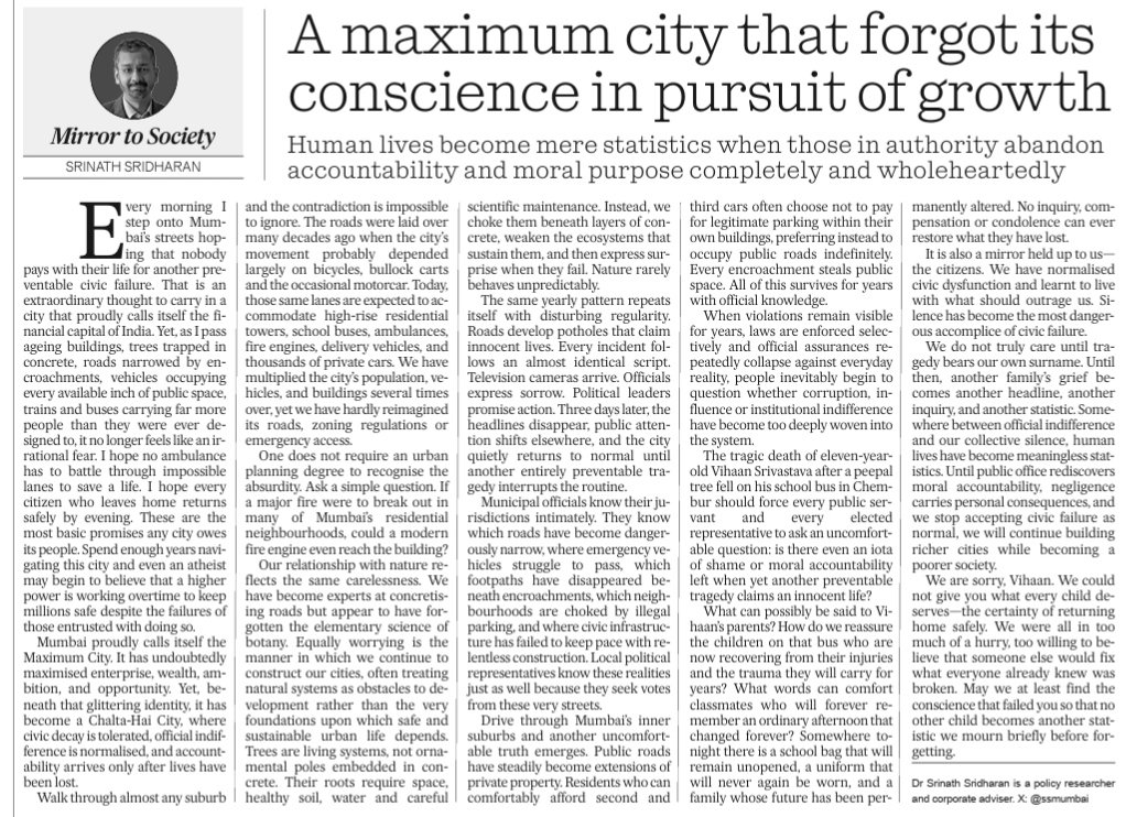 fpjindia's tweet photo. #FPJEditPage | The Child Mumbai Couldn’t Protect From Its Own Civic Failures

✍️ @ssmumbai

Read: https://t.co/NvfTIBB3Vh #Mumbai #MumbaiNews #MumbaiRains #Chembur https://t.co/PtN2LcD4kG