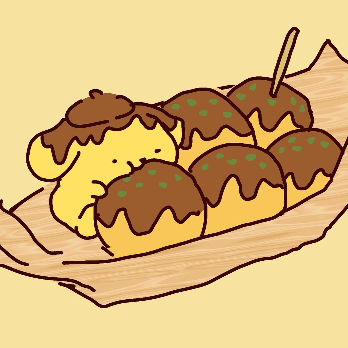 Reality_nico25's tweet photo. たこ焼きに紛れるポムポムプリン🍮🐙 https://t.co/lYMBeatQlu