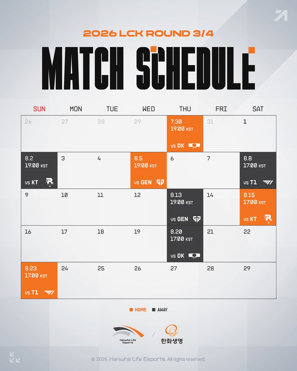 HLEofficial's tweet photo. 🗓️2026 LCK R3-R4 HLE 경기 일정 안내 https://t.co/RhGQxyuNET