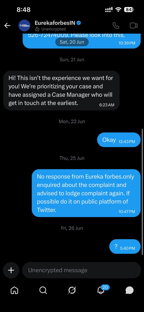 funnydentistry's tweet photo. @EurekaforbesIN we tried lodging complaint via phone and via online ways but no response https://t.co/s0deugYCdR