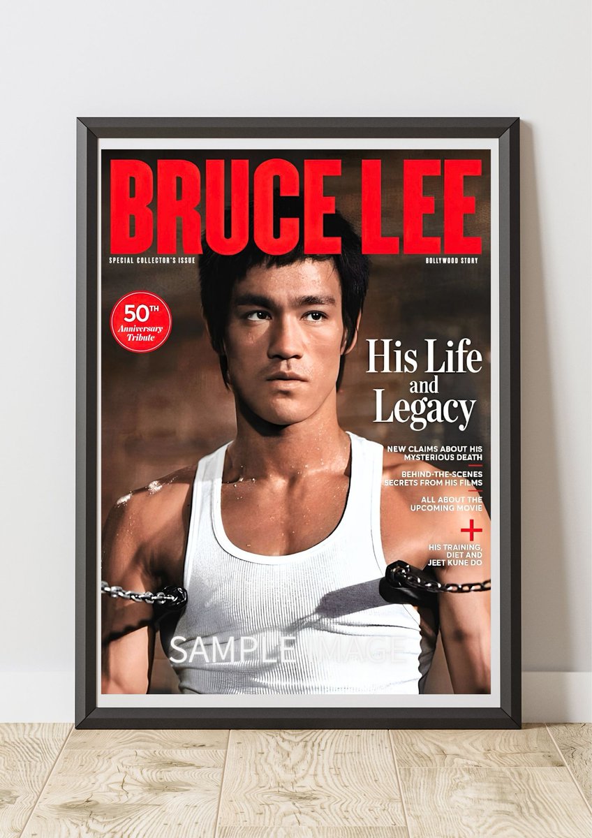 ブルース・リーの存在感を感じる、雑誌カバー風A2アートポスター